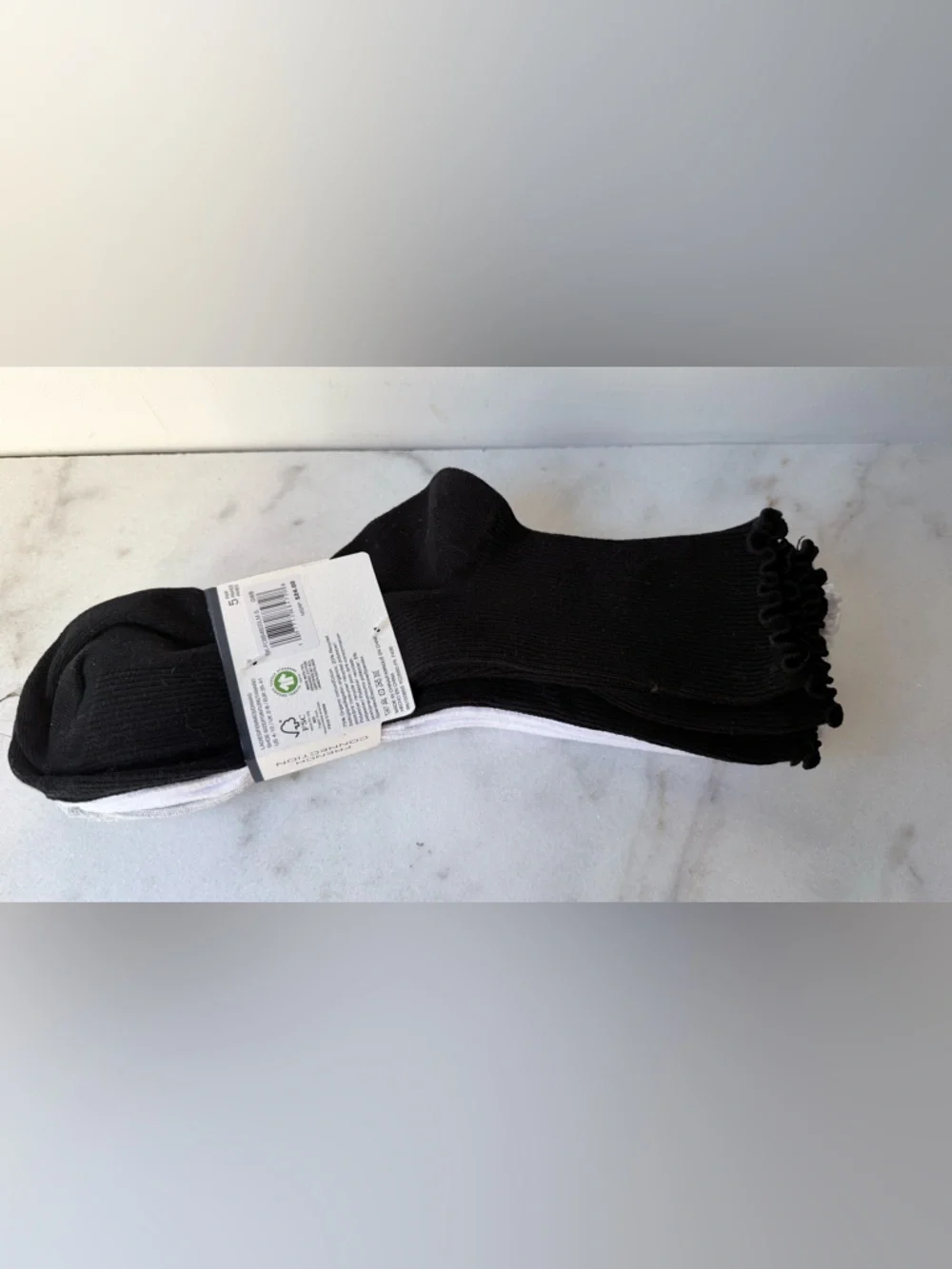 French Connection women Mid-Crew Socks - Light Gray, White & Black